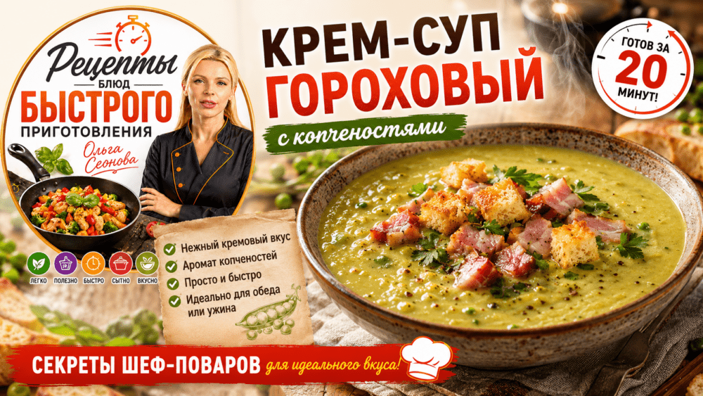 Крем-суп гороховый с копченостями | Домашний