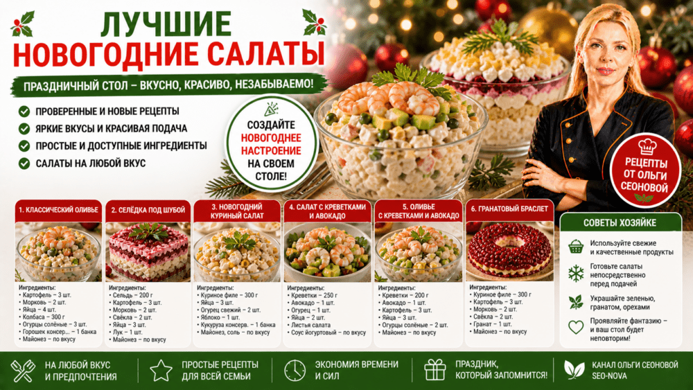Лучшие новогодние салаты | Оливье рецепт