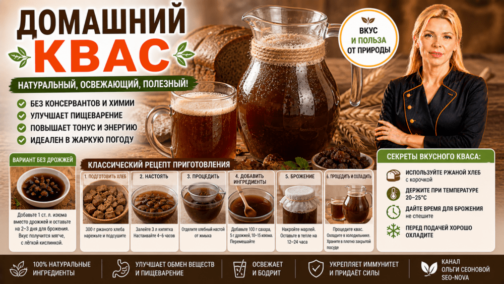 Рецепт приготовления домашнего кваса | Технология