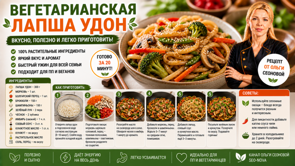Вегетарианская лапша удон | Лучший обед