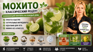Мохито | Рецепт Классического утоляющего жажду напитка