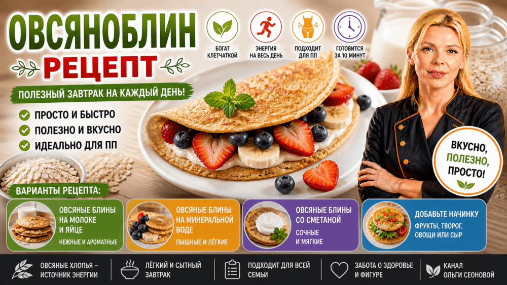 Овсяноблин рецепт | Овсяные блины очень вкусно