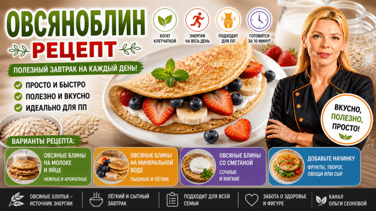 Овсяноблин рецепт | Овсяные блины очень вкусно