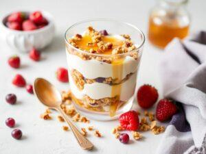Рецепт: йогуртовое парфе с мёдом и гранолой