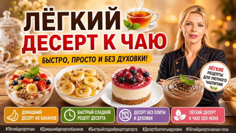 Лёгкий десерт к чаю | Быстрый десерт из бананов