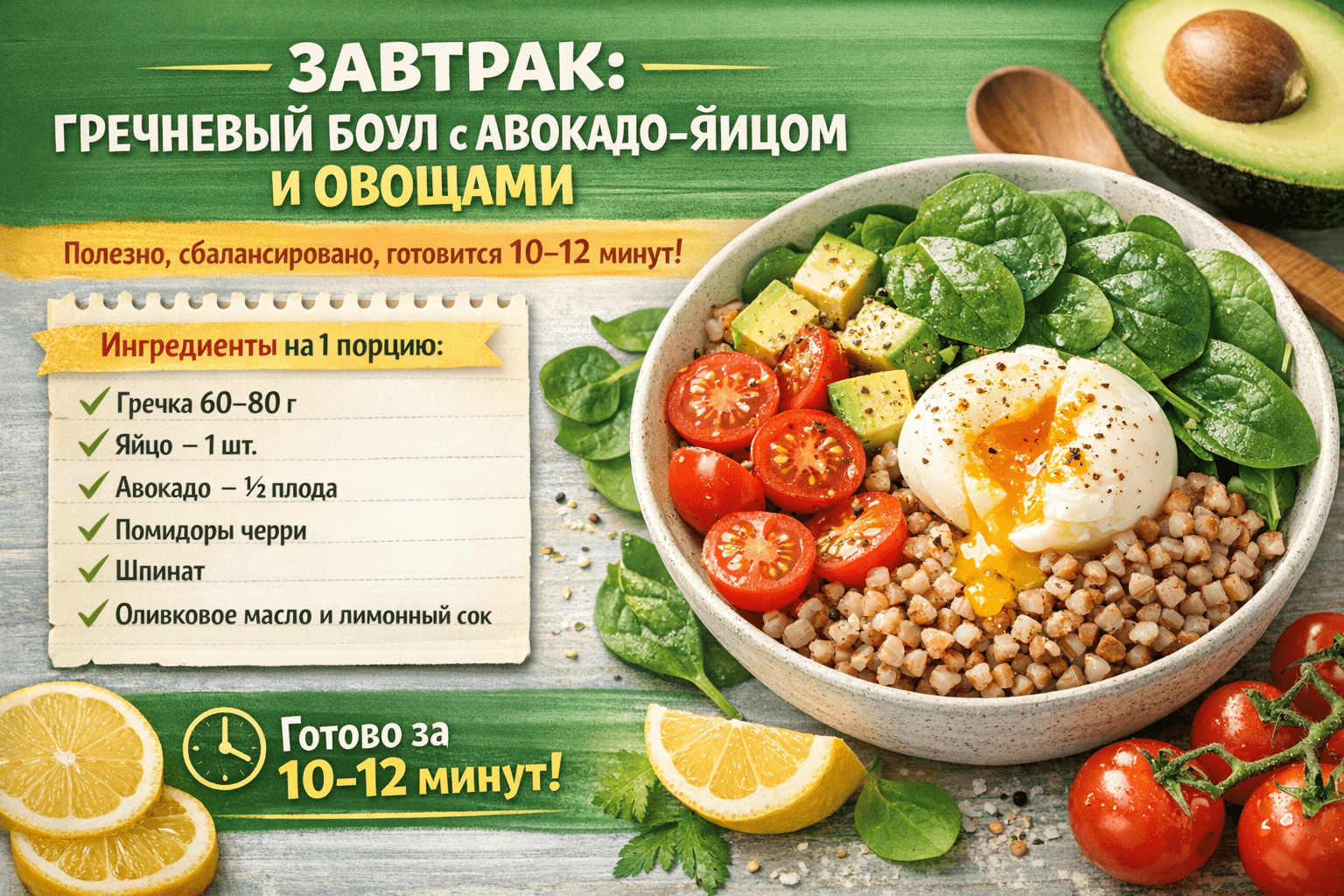 Полезный завтрак за 10 минут