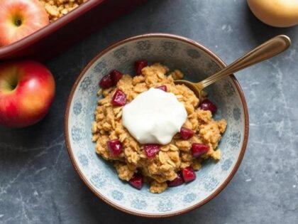 Запеченная овсянка рецепт с яблоками и орехами в духовке