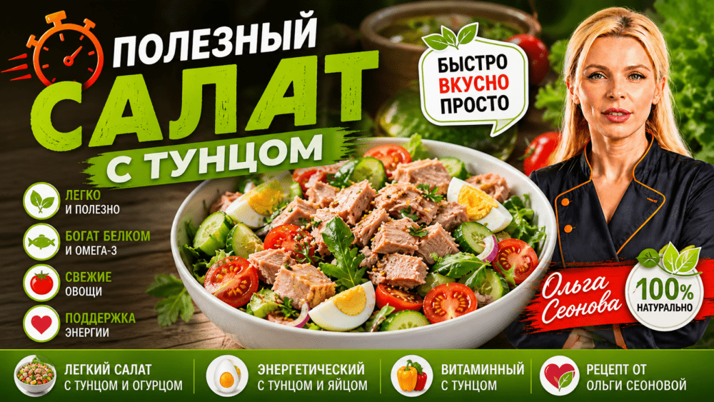 Полезный салат с тунцом | Быстрый рецепт с огурцом