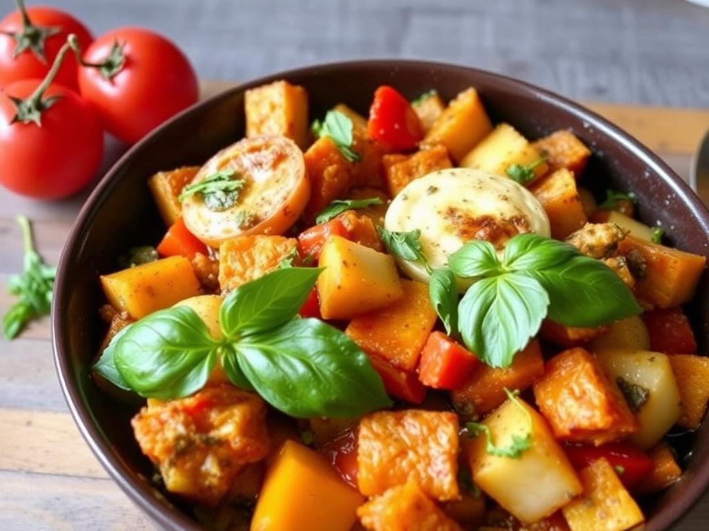 Быстрый салат цезарь с курицей, листьями салата и домашними сухариками