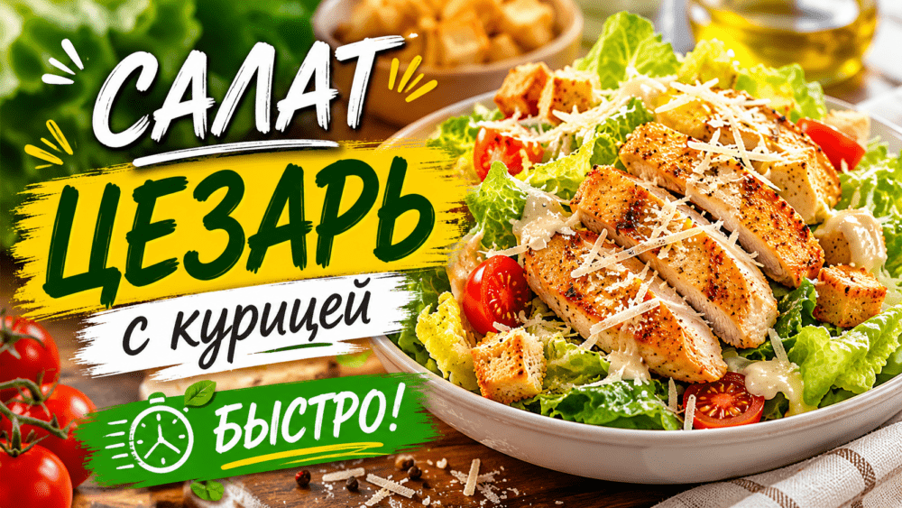 Салат цезарь с курицей быстро — классический рецепт с хрустящими сухариками