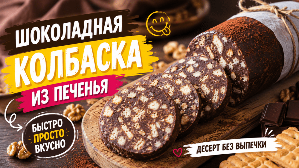Шоколадная колбаска из печенья со сгущенкой пошагово — приготовленная сладкая колбаска из печенья