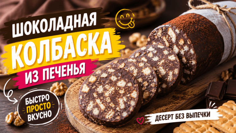 Шоколадная колбаска из печенья со сгущенкой пошагово — приготовленная сладкая колбаска из печенья