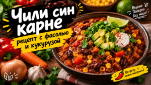 Чили син карне рецепт с фасолью и кукурузой: густой, яркий и удобный для ужина